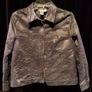 Coldwater Creek Blue Beaded Jacket Size PS